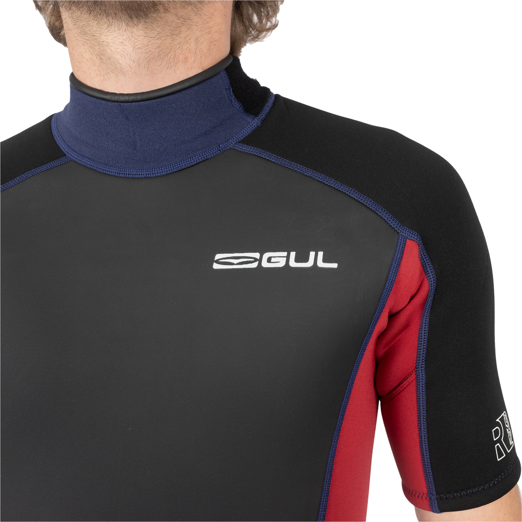 2025 Gul Mænd Response 3/2mm Back Zip Shorty Våddragt Re3319-c1 - Navy / Rød